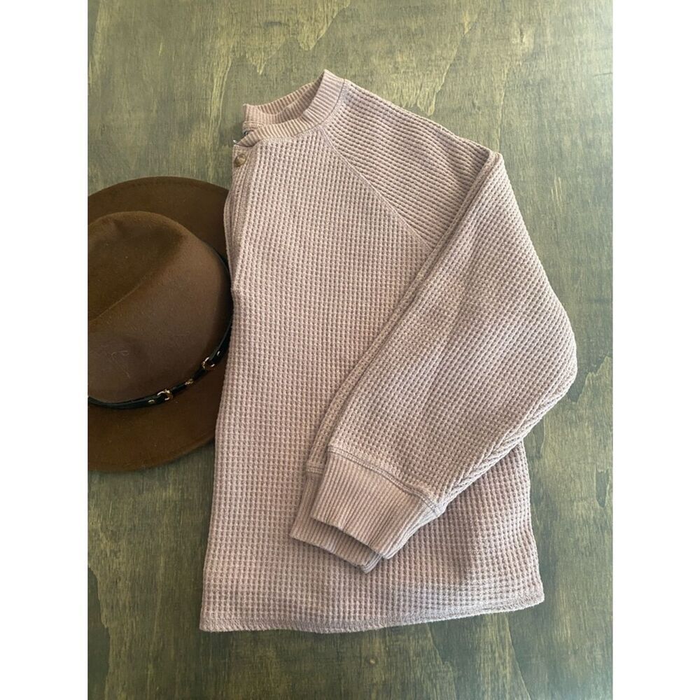 Old Navy Waffle Knit Dusty Mauve Button Sweater